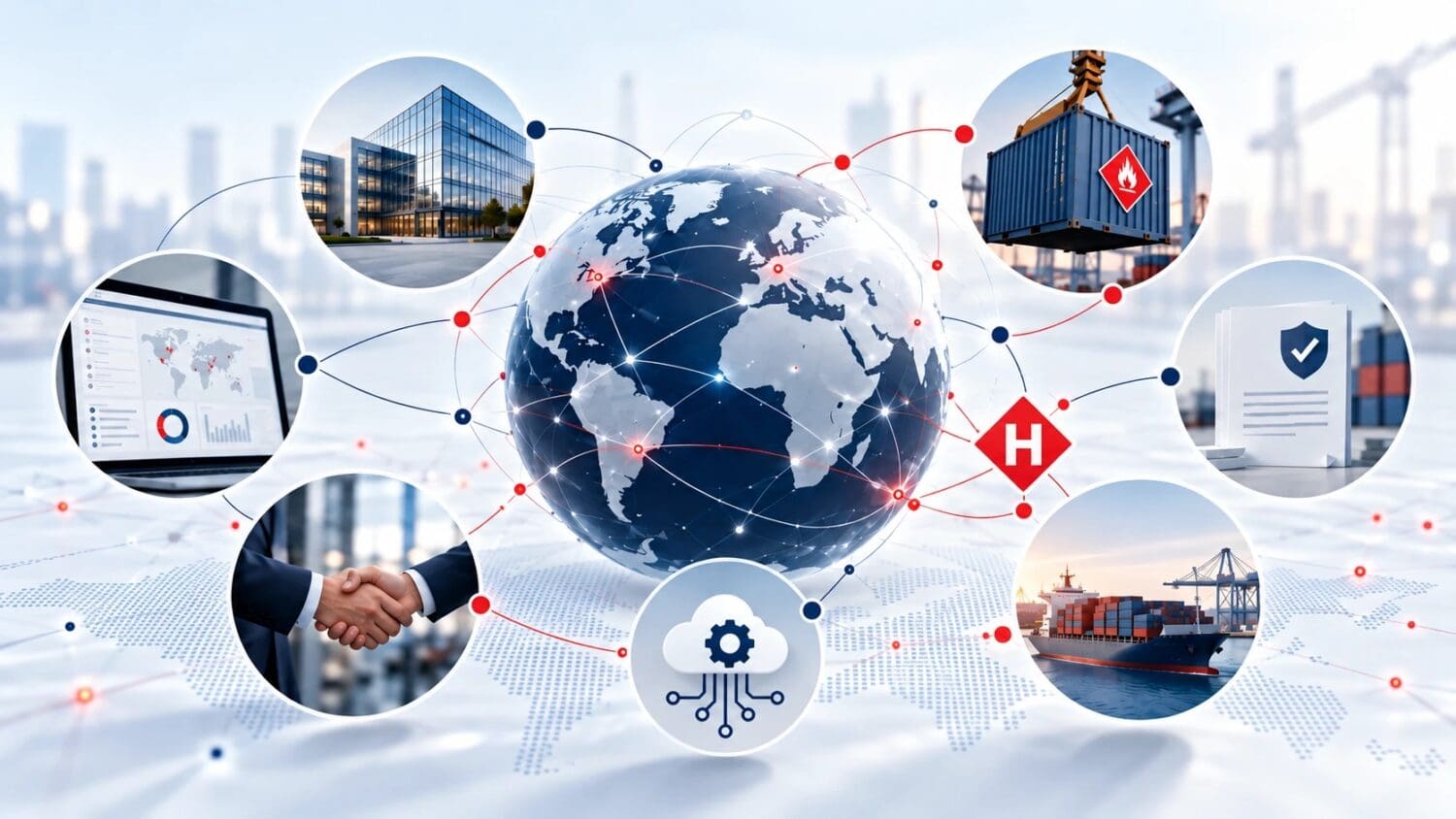 Globe connecting Hazcheck partners, software, dangerous goods cargo and shipping